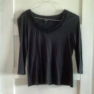 Talbots 3/4 length sleeve ruffle neck top
